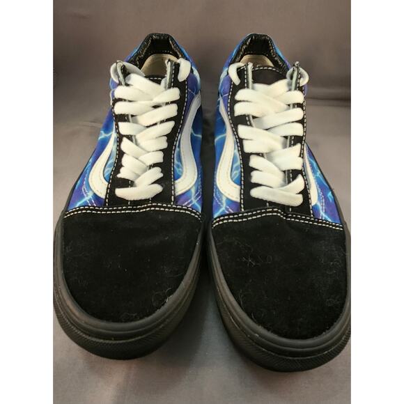 Vans Old Skool Black Blue Lightning Low Top Sneakers Men's 7 / Women's 8.5 - Picture 6 of 13